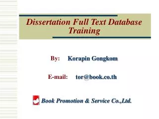 Dissertation Full Text Database Training