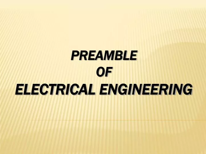preamble of electrical engineering