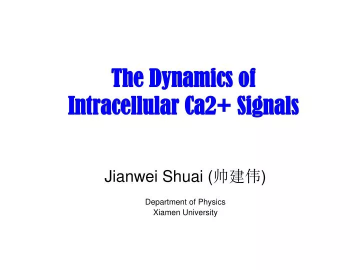 the dynamics of intracellular ca2 signals