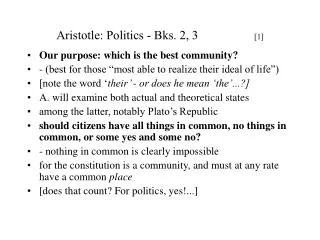 Aristotle: Politics - Bks. 2, 3 [ 1 ]