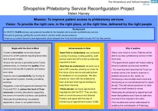 S hropshire Phlebotomy Service Reconfiguration Project Helen Harvey