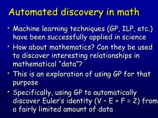 Automated discovery in math