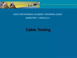 CISCO NETWORKING ACADEMY PROGRAM (CNAP) SEMESTER 1/ MODULE 4
