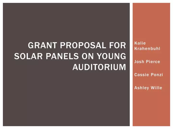 grant proposal for solar panels on young auditorium