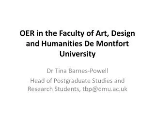 OER in the Faculty of Art, Design and Humanities De Montfort University