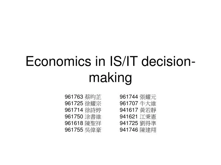 economics in is it decision making