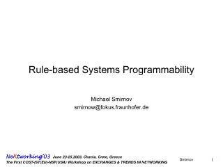 Rule-based Systems Programmability