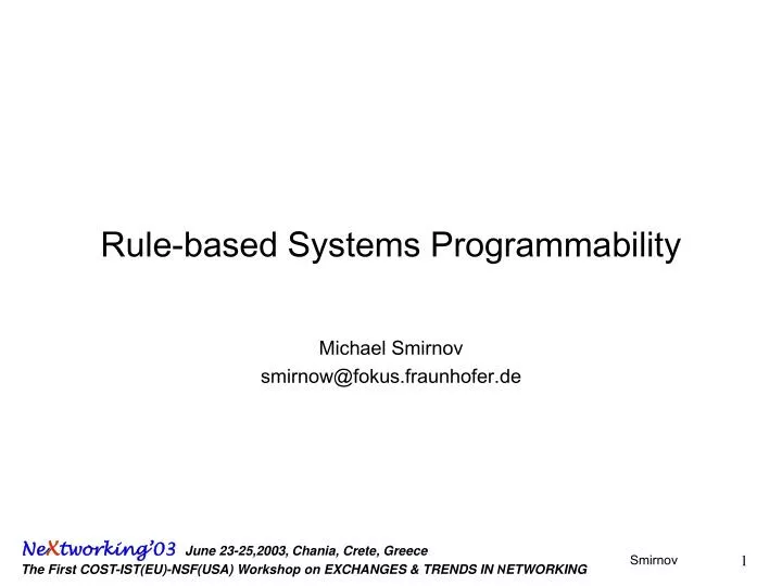 rule based systems programmability