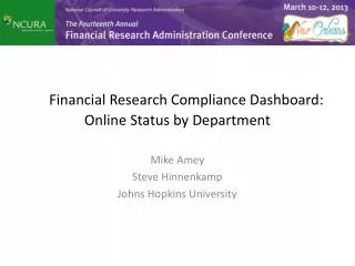 Financial Research Compliance Dashboard: Online Status by Department