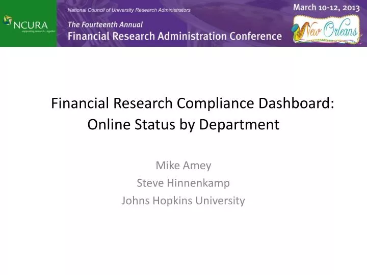financial research compliance dashboard online status by department