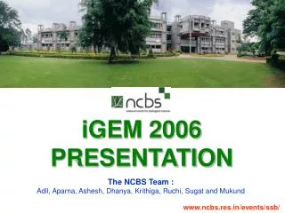 iGEM 2006 PRESENTATION