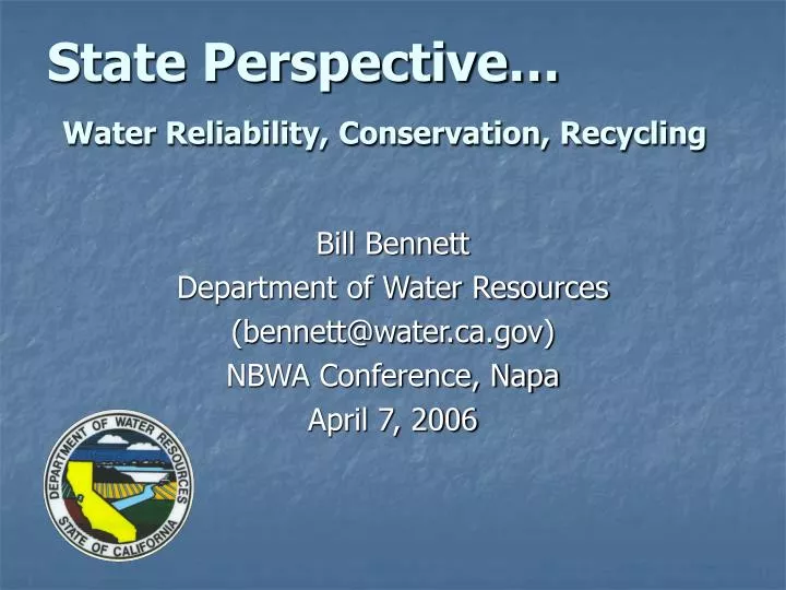 state perspective water reliability conservation recycling