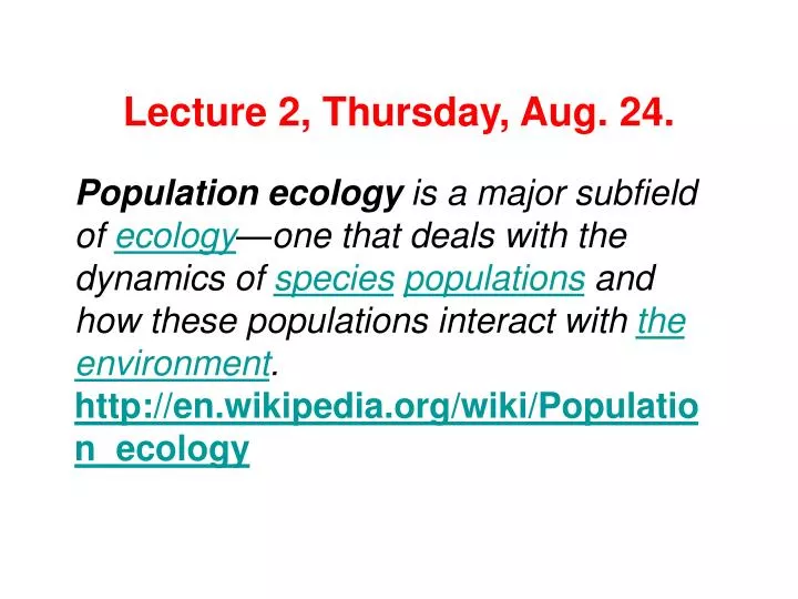 lecture 2 thursday aug 24