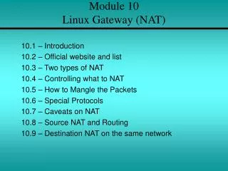 Module 10 Linux Gateway (NAT)