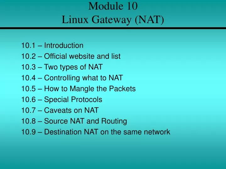 module 10 linux gateway nat