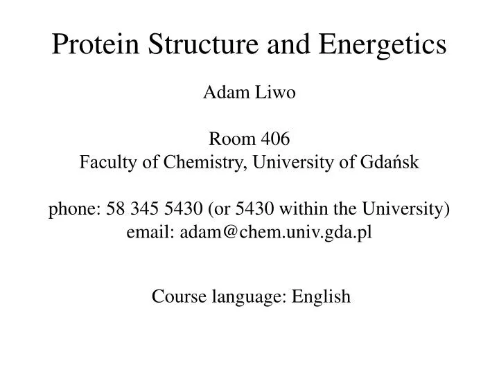 protein structure and energetics