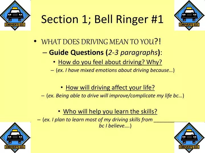 section 1 bell ringer 1