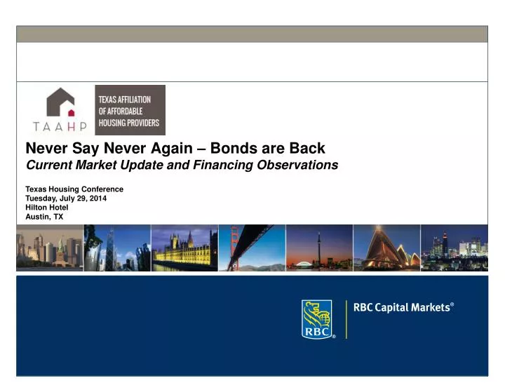 never say never again bonds are back current market update and financing observations