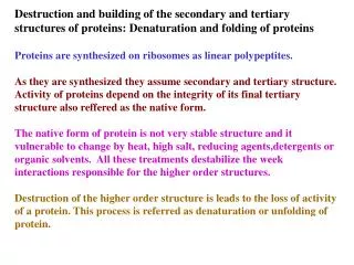 Denaturation of proteins by heat and guanidine hydrochloride