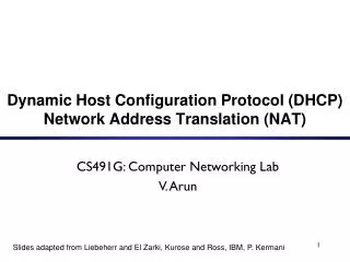 Dynamic Host Configuration Protocol (DHCP) Network Address Translation (NAT)