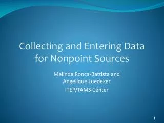 Collecting and Entering Data for Nonpoint Sources