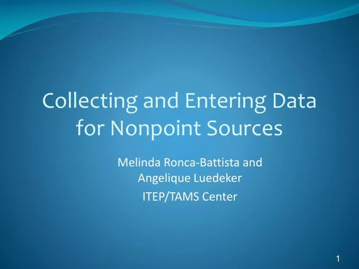 collecting and entering data for nonpoint sources