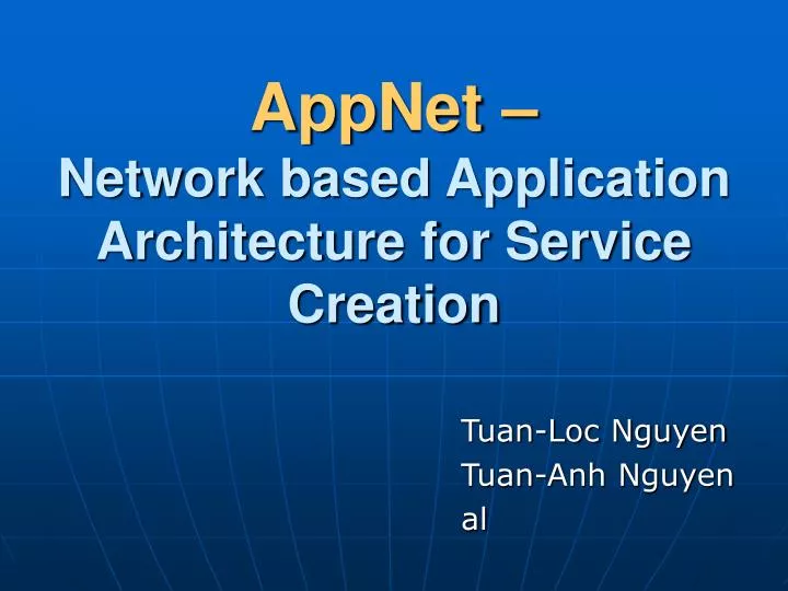 appnet network based application architecture for service creation