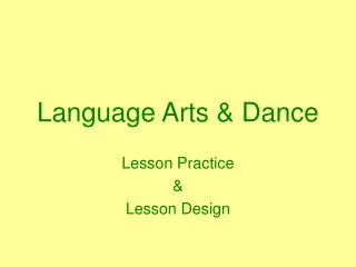 Language Arts &amp; Dance