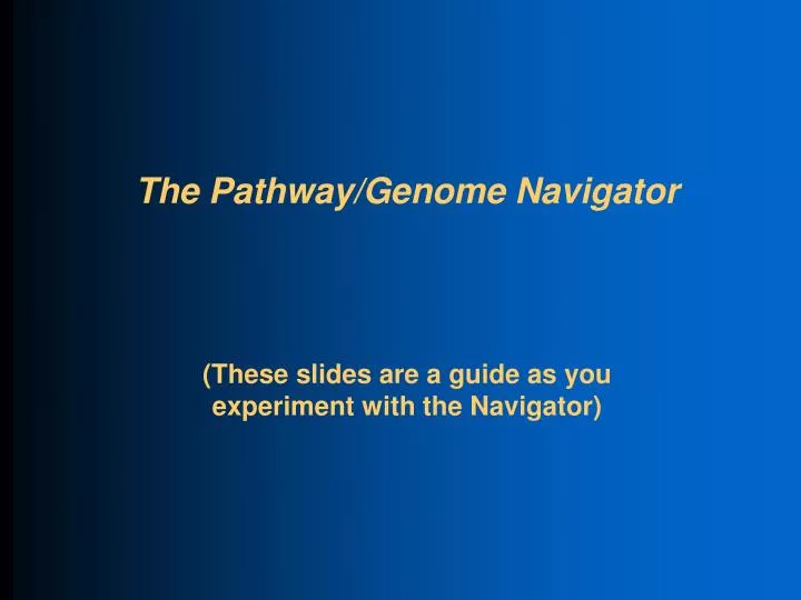 the pathway genome navigator