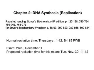 Chapter 2: DNA Synthesis (Replication)