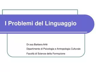 i problemi del linguaggio