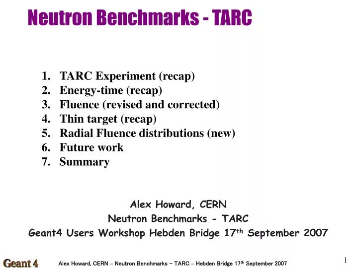 neutron benchmarks tarc