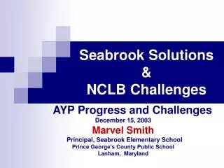 Seabrook Solutions &amp; NCLB Challenges