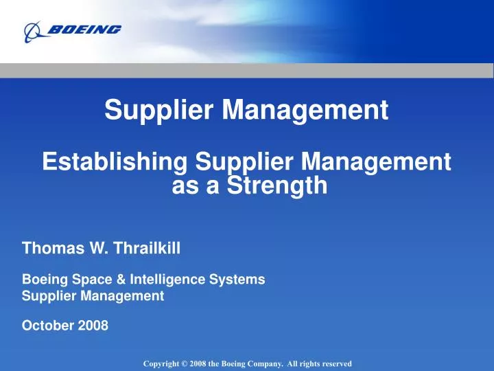 supplier management establishing supplier management as a strength