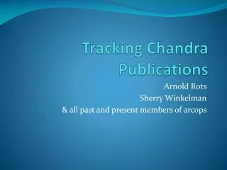 Tracking Chandra Publications