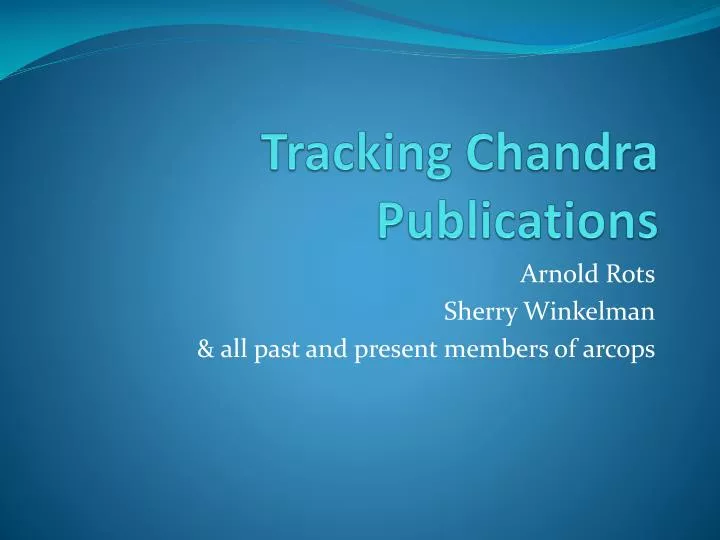 tracking chandra publications