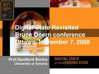 Digital State Revisited Bruce Doern conference Ottawa, November 7, 2008
