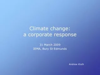 Climate change: a corporate response