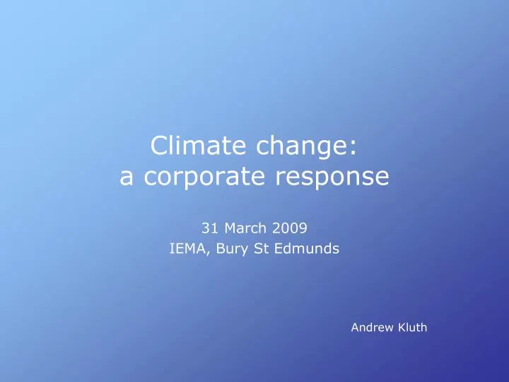 climate change a corporate response