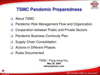 TSMC Pandemic Preparedness