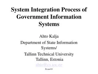 System Integration Process of Government Information Systems