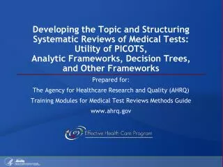 Prepared for: The Agency for Healthcare Research and Quality (AHRQ)
