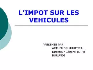 l impot sur les vehicules