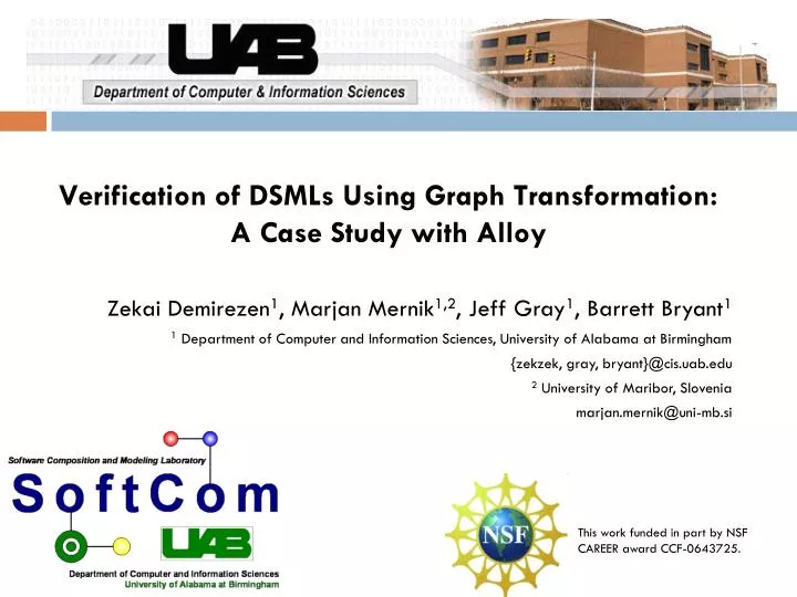 verification of dsmls using graph transformation a case study with alloy