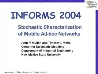 Stochastic Characterization of Mobile Ad-hoc Networks