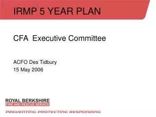 IRMP 5 YEAR PLAN