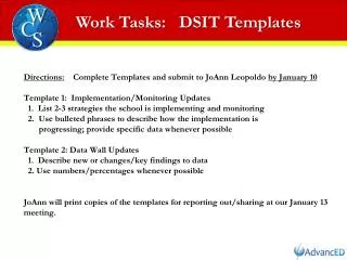 Work Tasks: DSIT Templates