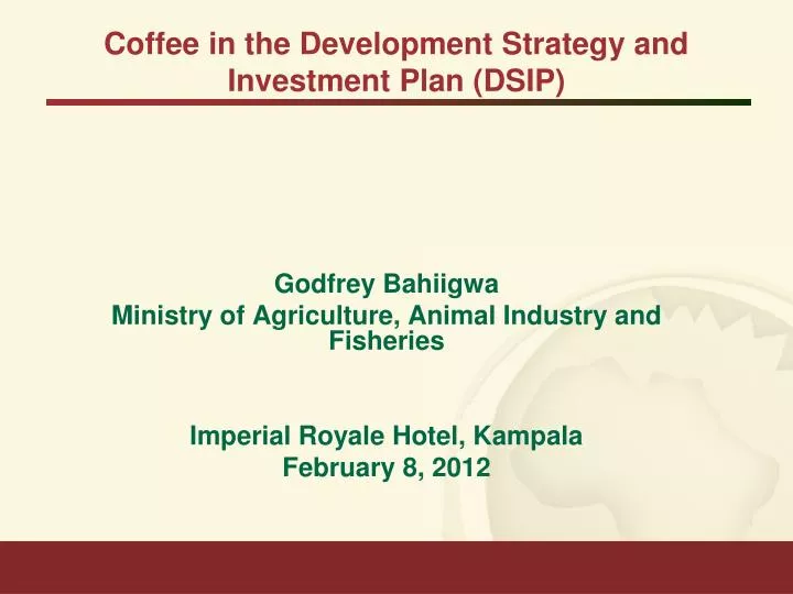 coffee in the development strategy and investment plan dsip