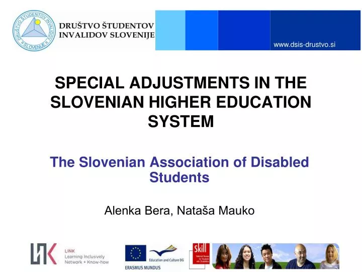special adjustments in the slovenian higher education system