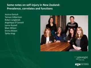 Some notes on self-injury in New Zealand: Prevalence , correlates and functions